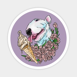 Bull Terrier Loving Ice Cream Magnet